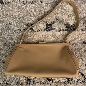 Vintage Elegant Tan Faux Leather Shoulder Bag